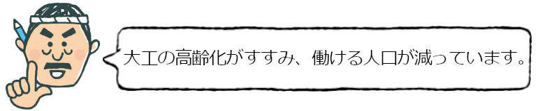 大工のイラストと吹き出しの画像